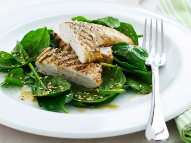 Grilled Chicken with Sesame Spinach Salad