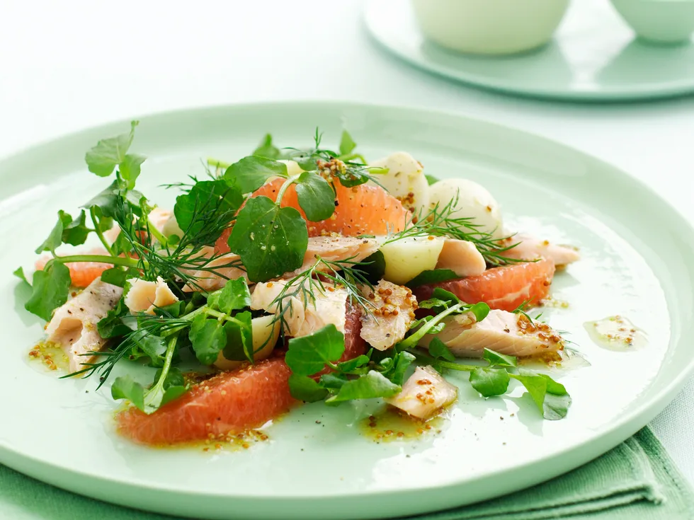 Smoked Trout, Potato and Ruby Grapefruit Salad