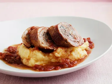 Veal Rolls with Mushroom Stuffing in Tomato Sauce