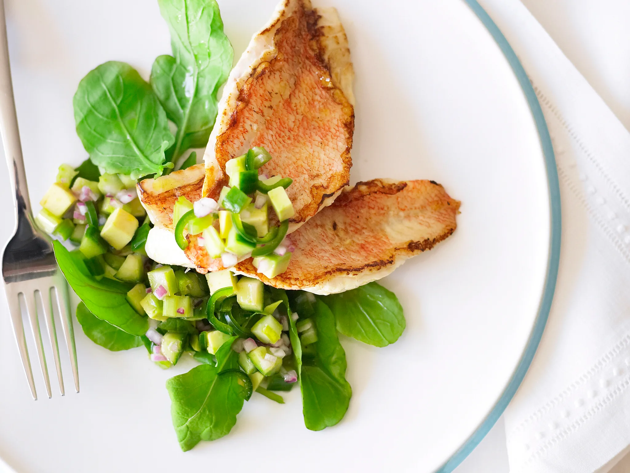 Fish with Cucumber and Celery Salad