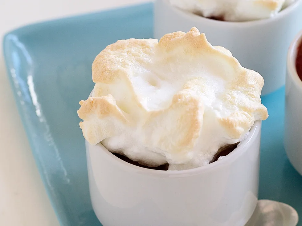 Rhubarb and Raspberry Meringue Pots