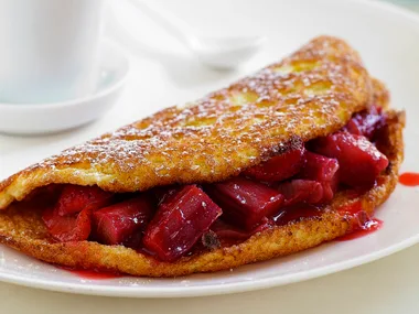 Rhubarb and Strawberry Souffle Omelette