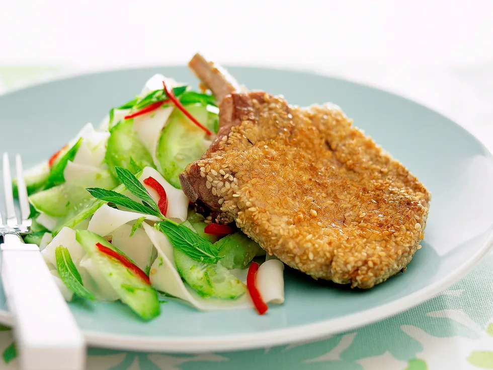 Sesame Pork with Rice Noodle Salad