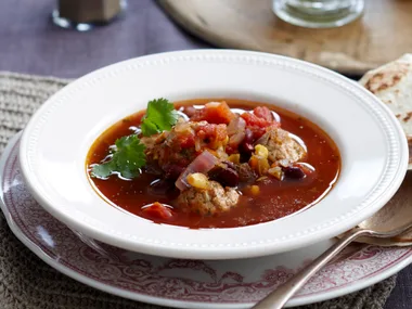 Tex-Mex meatball soup