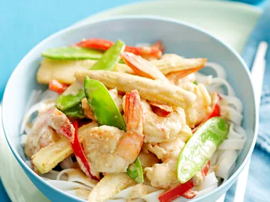Thai green curry prawns