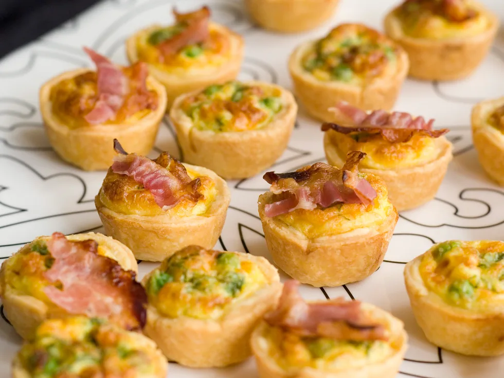 Crisp Pancetta and Pea Quiches