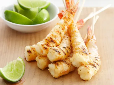 Coconut prawn kebabs