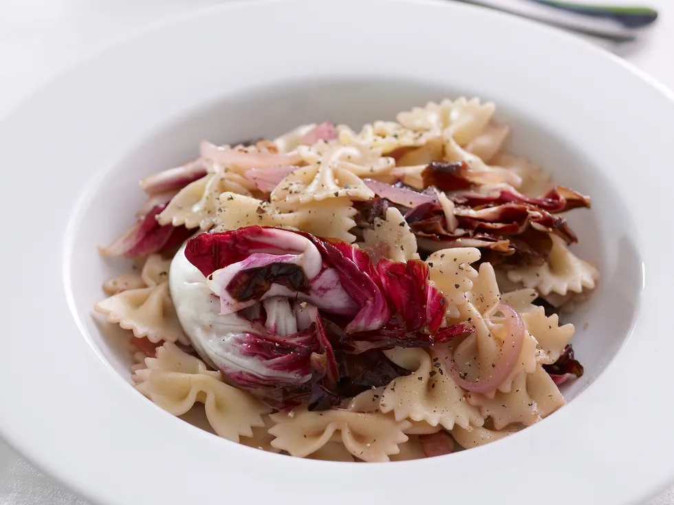 Farfalle with radicchio and pancetta