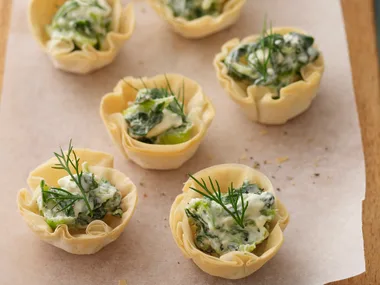 Fetta and spinach filo cases