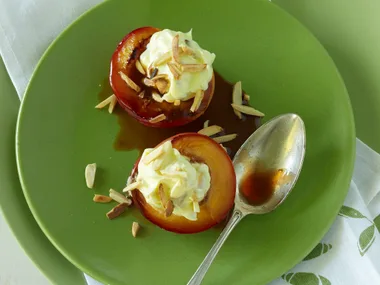 Grilled Nectarines with Almond Cream