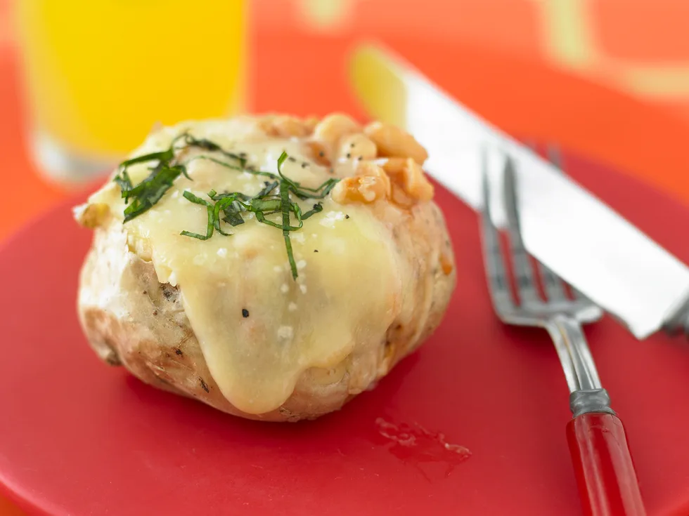 Hot Potato with Baked Bean and Cheese Topping