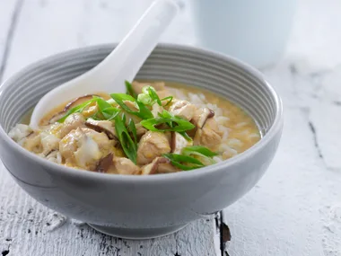 Japanese chicken and mushrooms with rice