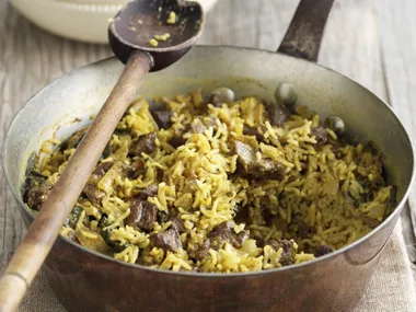 Lamb Pilaf with Yogurt Sauce