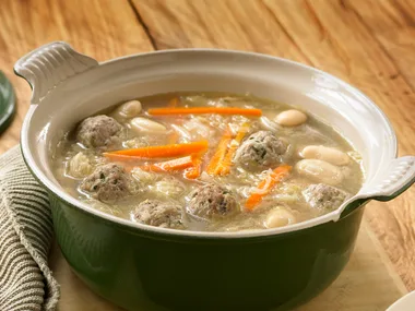 Meatball, bean and sauerkraut soup