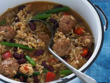 Meatballs with Beans and Rice