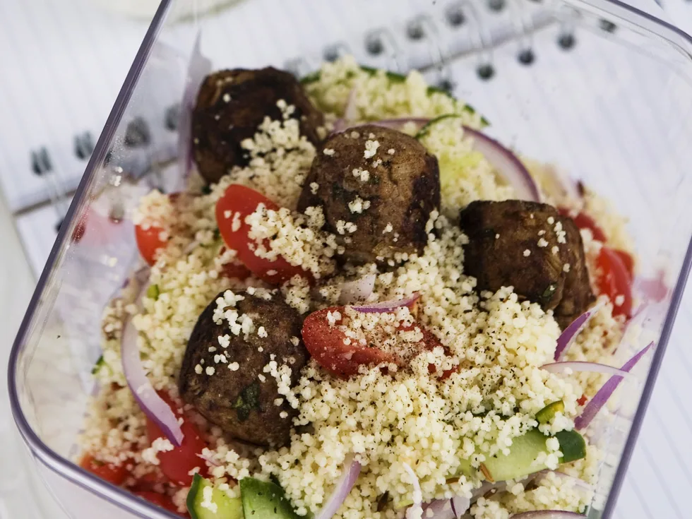 Meatballs with Couscous Salad and Yogurt