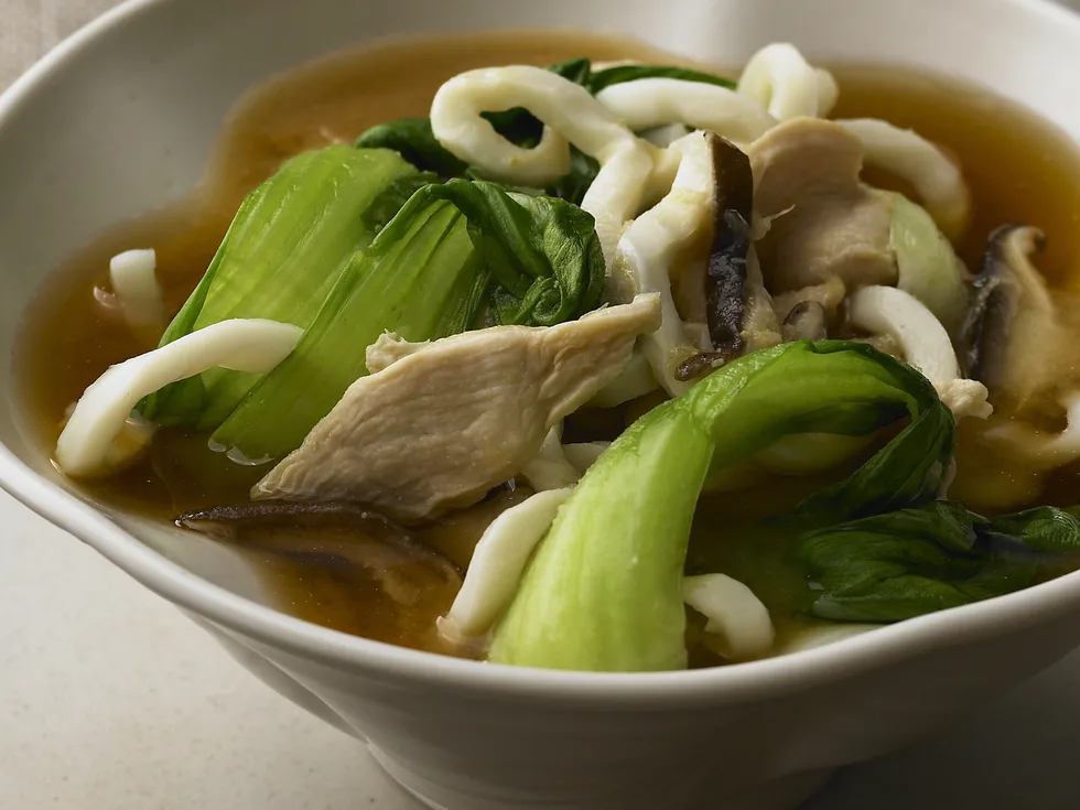 Miso soup with chicken and noodles