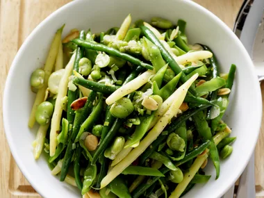 Mixed Beans with Leek and Almonds