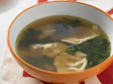 Mushroom Gow Gee in Vegetarian Broth