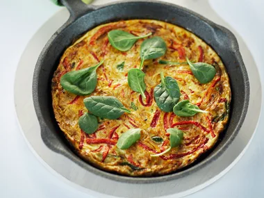 Onion, Capsicum and Spinach Frittata