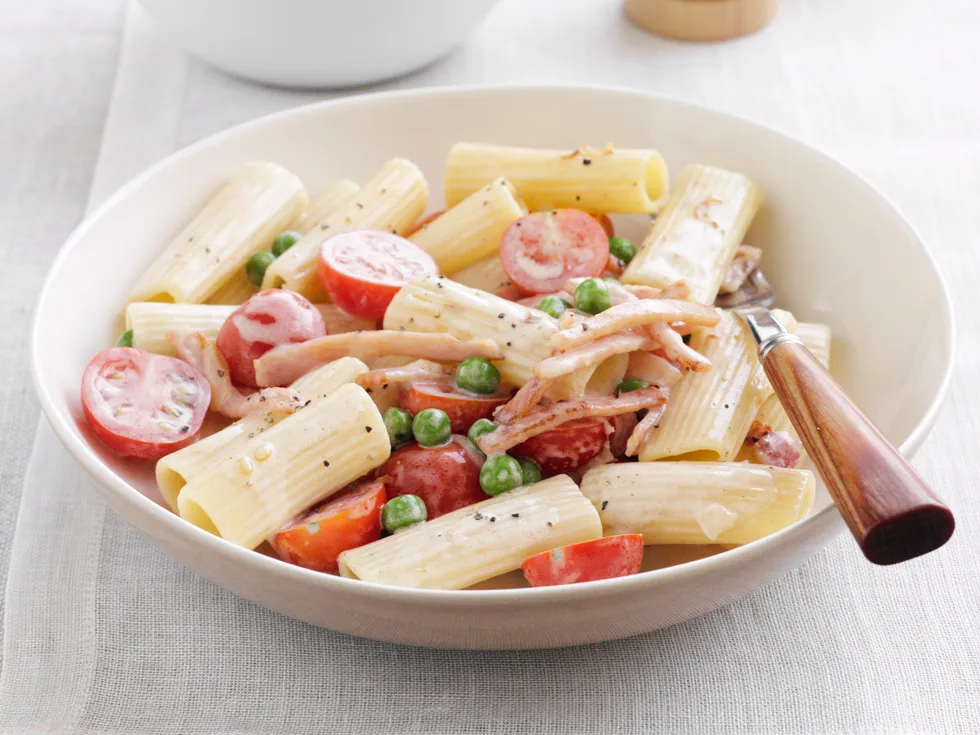 Pea and Bacon Rigatoni