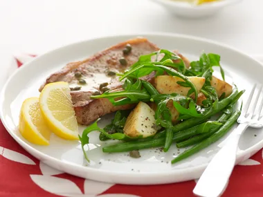 Pork steaks with caper and lemon sauce