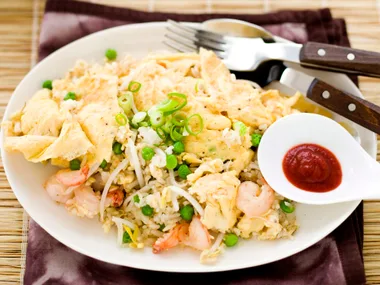 Prawn, Beansprout and Rice Omelette