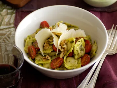 Ravioli with Basil and Walnut Pesto