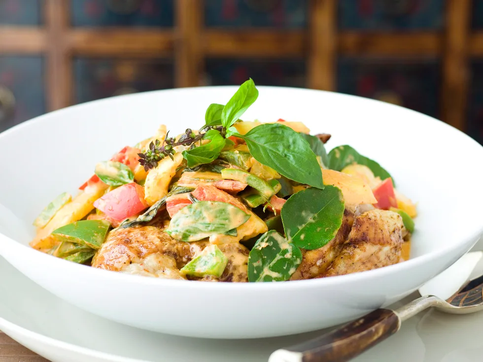 Roast chicken red curry