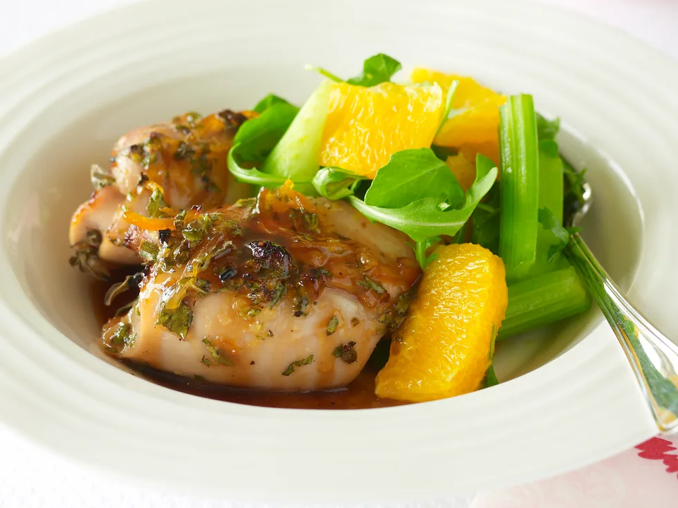 Roasted orange chicken with orange and rocket salad