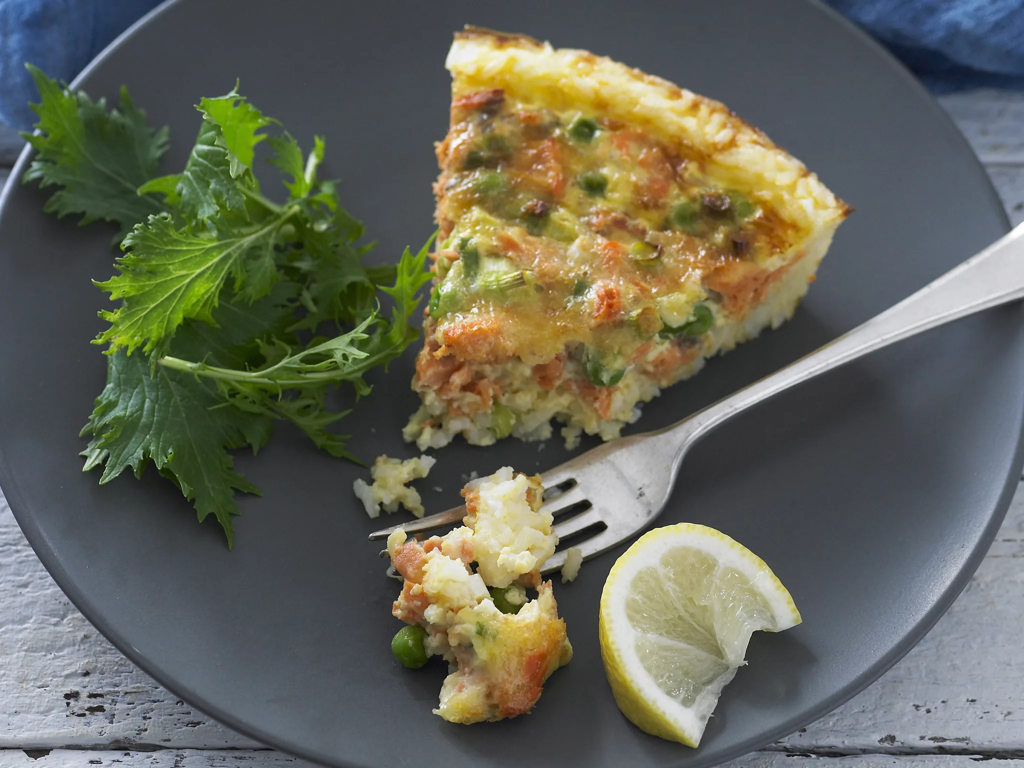 Salmon and rice pie