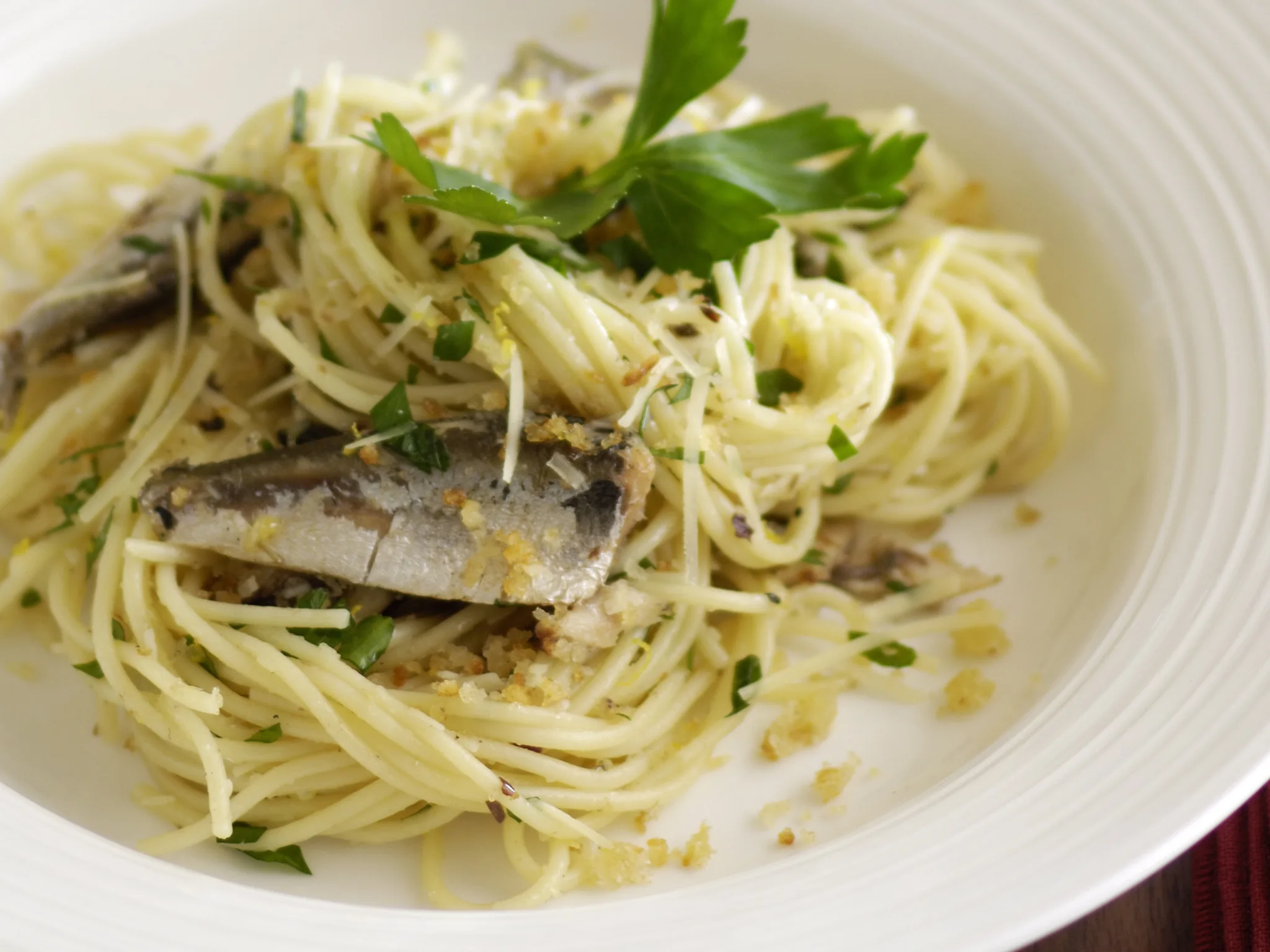 Sardines and Garlic Breadcrumb Spaghettini