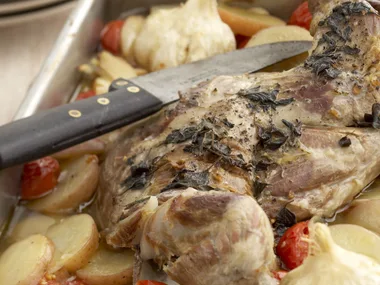 Slow-roasted shoulder of lamb