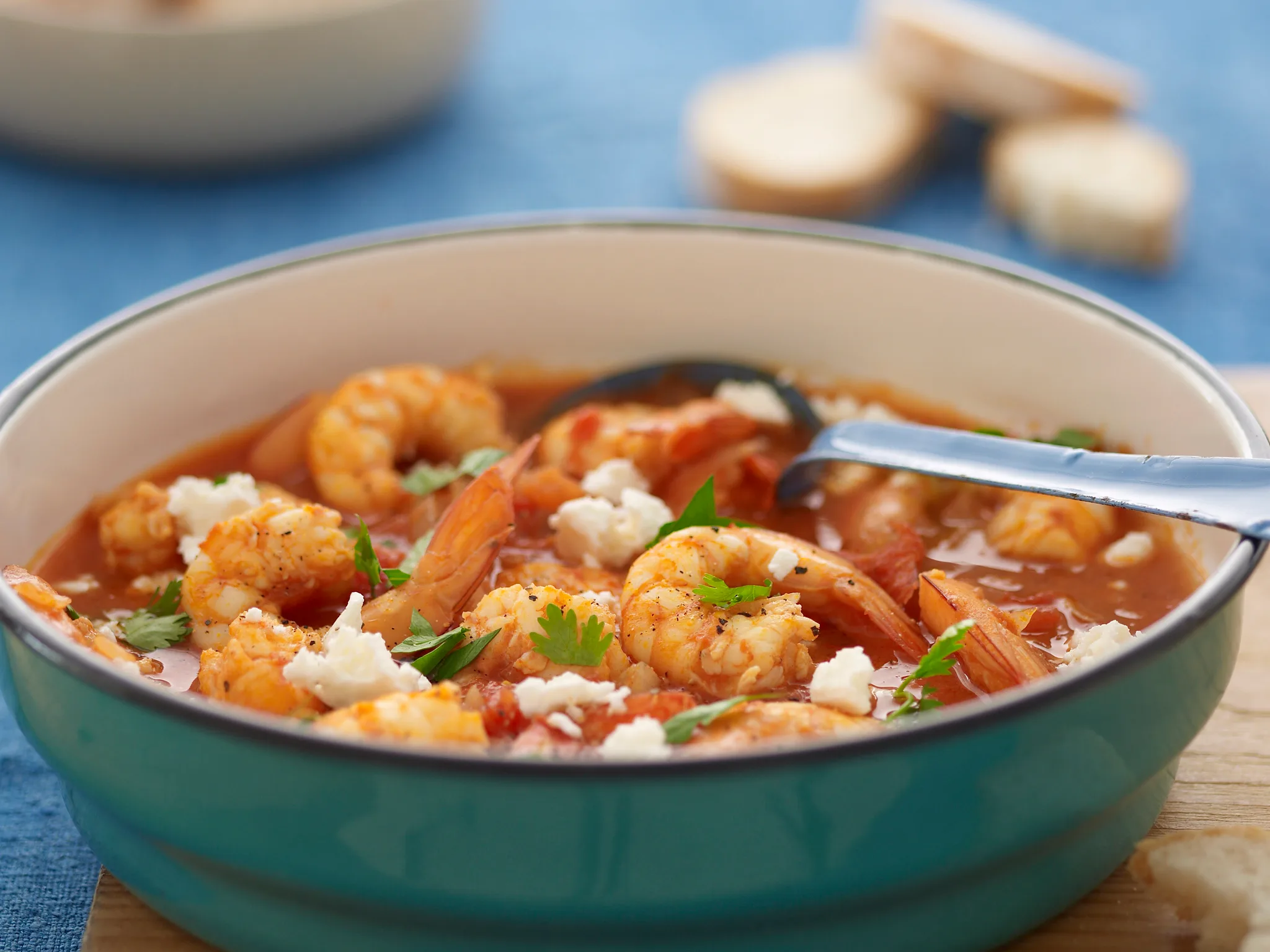 Spicy prawn, tomato and fetta stew
