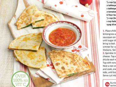 Spicy turkey quesadillas