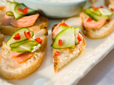 Trout and Cucumber Bruschetta