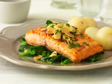 Trout with Almonds and Steamed Spinach