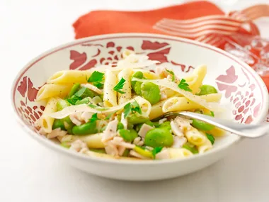 Turkey and broad bean penne