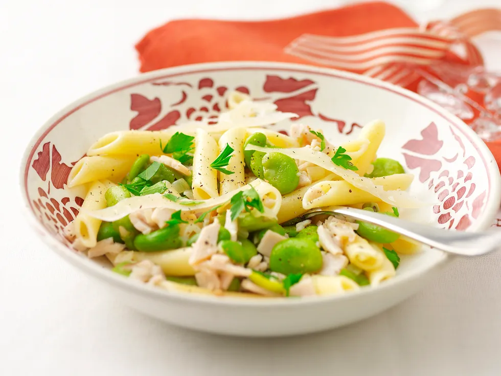 Turkey and broad bean penne
