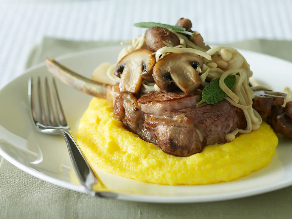 Veal Cutlets with Mushrooms and Polenta