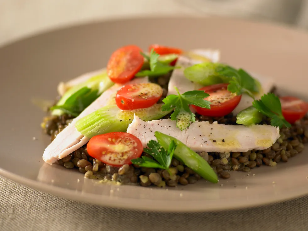 Warm Lentil and Smoked Chicken Salad