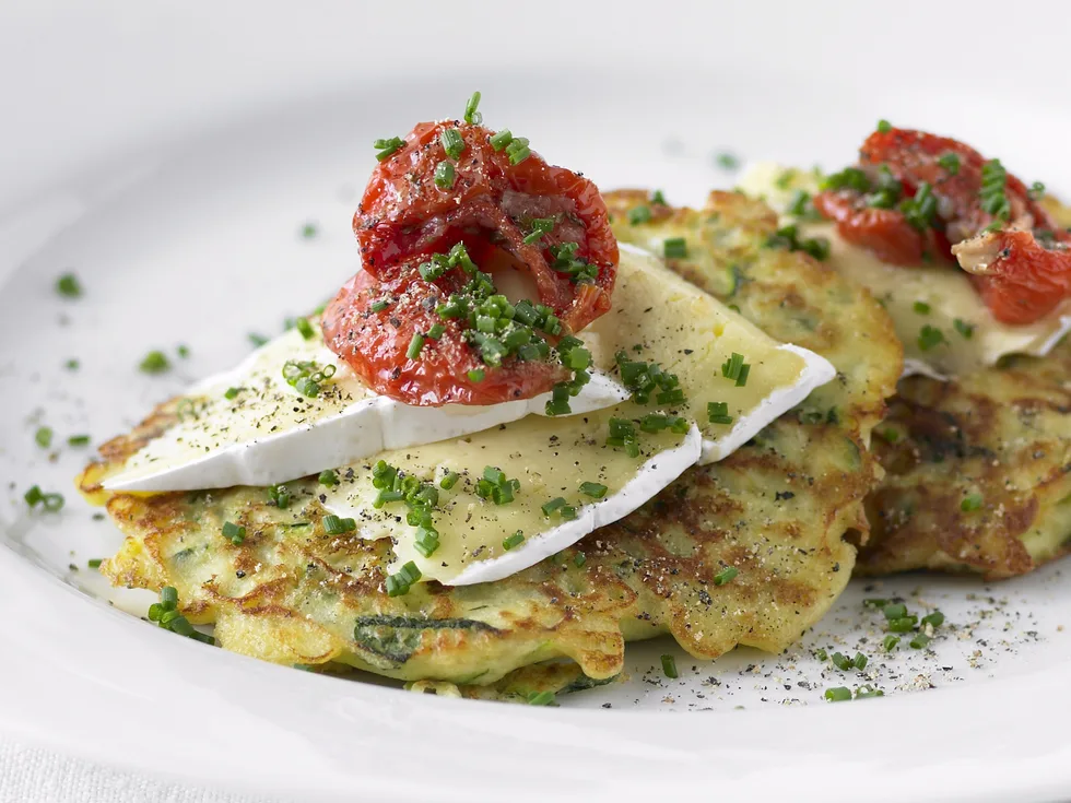 Zucchini Pancakes with double brie