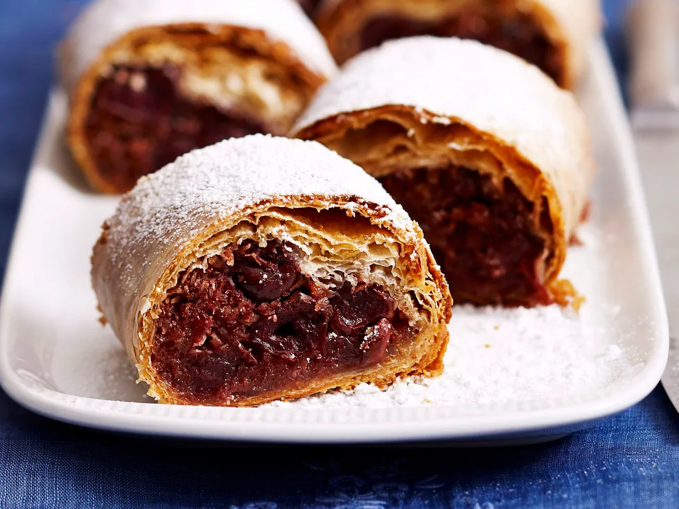 Coconut cherry strudel