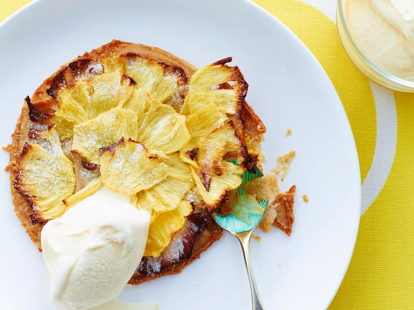 Macadamia filo tarts with caramelised pineapple