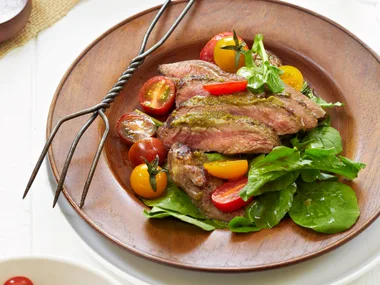Pesto skirt steak