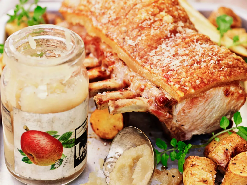 Roast pork with apple sauce