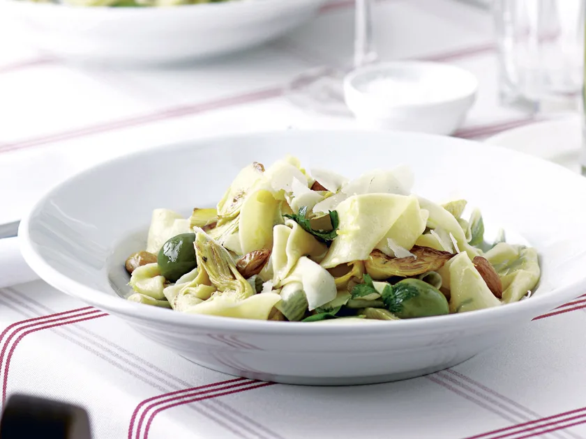 Artichoke, almond and olive sauce