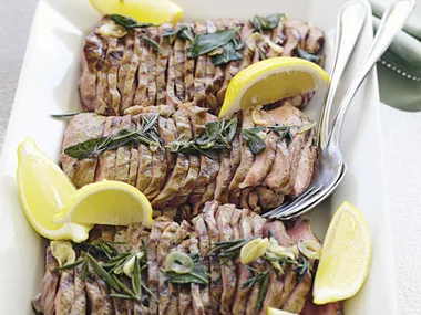 Barbecue veal loin with rosemary and garlic