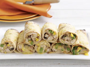 cheesy chicken and corn wraps