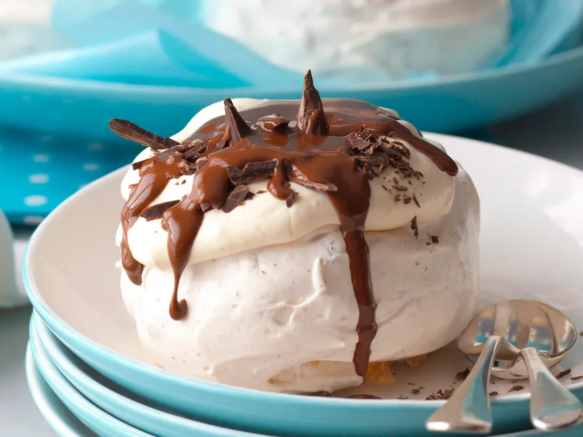 Chocolate on chocolate pavlova